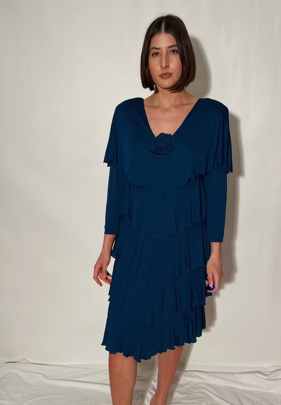 Layered Ruffle Cocktail Dress - image 1