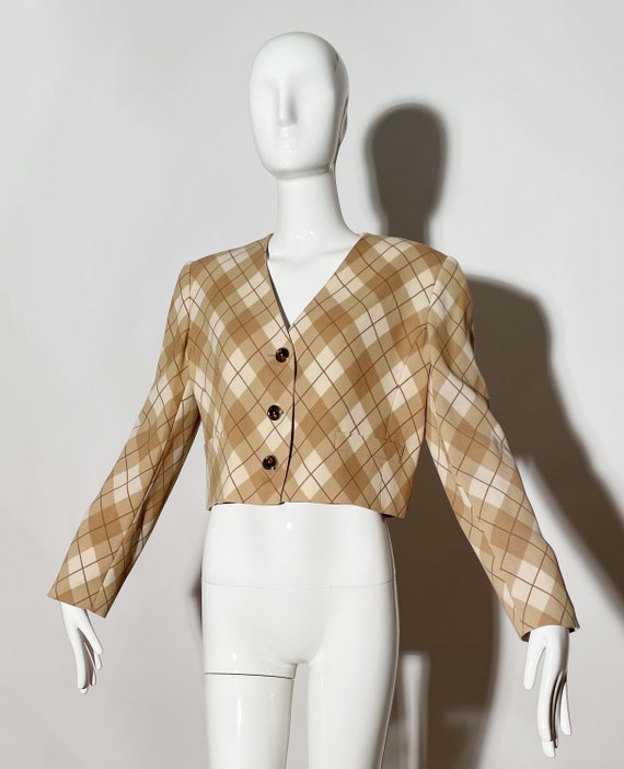 Valentino Plaid Cropped Blazer - image 5