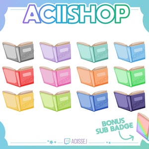 Book Sub Badges for Twitch Streamers | Cozy | Discord | Streaming | Books | Decorative | Twitch Sub & Bit Badges