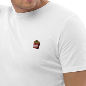 Fries Embroidered T-shirt Men & Women Organic cotton Free shipping image 1