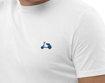 Vespa scooter Embroidered T-shirt | Men & Women | Organic cotton | Free shipping