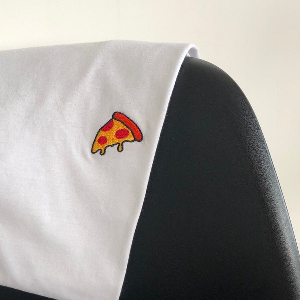 Pizza Embroidered T-shirt | Men & Women | Black or White | Organic cotton | Free shipping