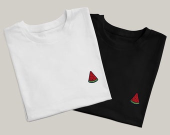 Watermelon Embroidered T-shirt | Men & Women | Black or White | Organic cotton | Free shipping