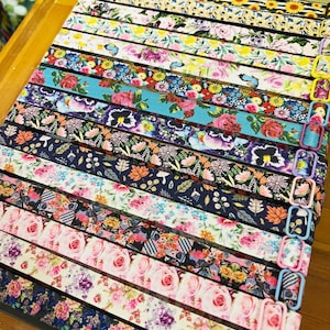 Adjustable Planner Band also Bookmark or Notebook or Tablet Band pick your Flower Floral print cottage core elastic FOE