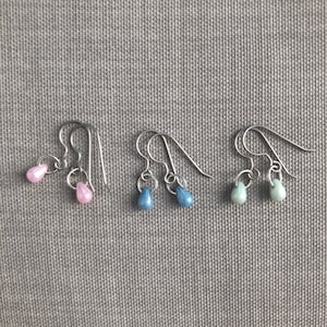 Tiny teardrop earrings in Pink, Blue, or Green, Hypoallergenic Pure Titanium earrings, Minimalist jewelry, Gift for girls