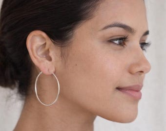 Silver or Gold Hoop Earrings: Minimalist 1", 1 1/2", and 2" Hoops