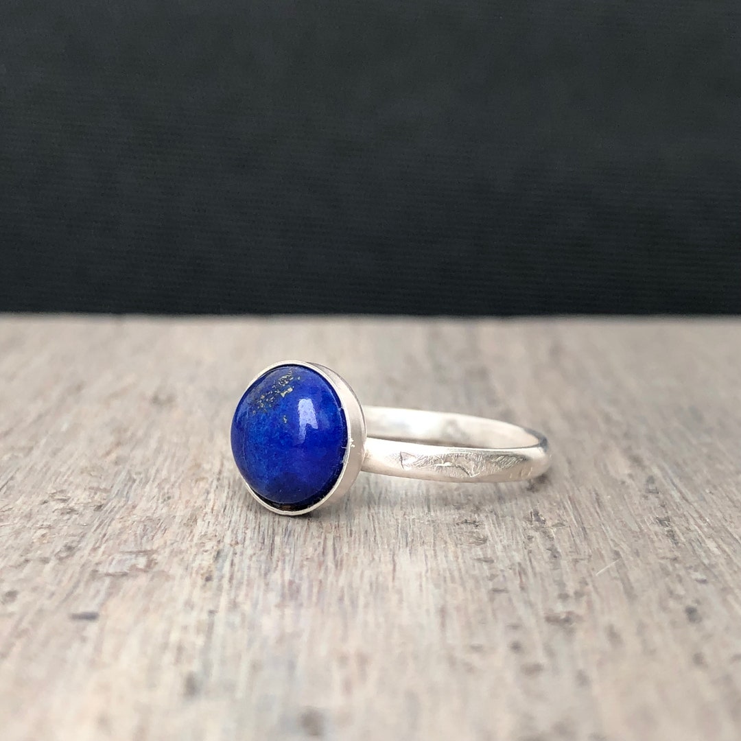 Blue Lapis Lazuli Ring - Silversmith Ring - Lapis Silver  Lapis Lazuli Large Eclectic Silver Artisan Ring, Size 8 (Royal Blue) main image 2