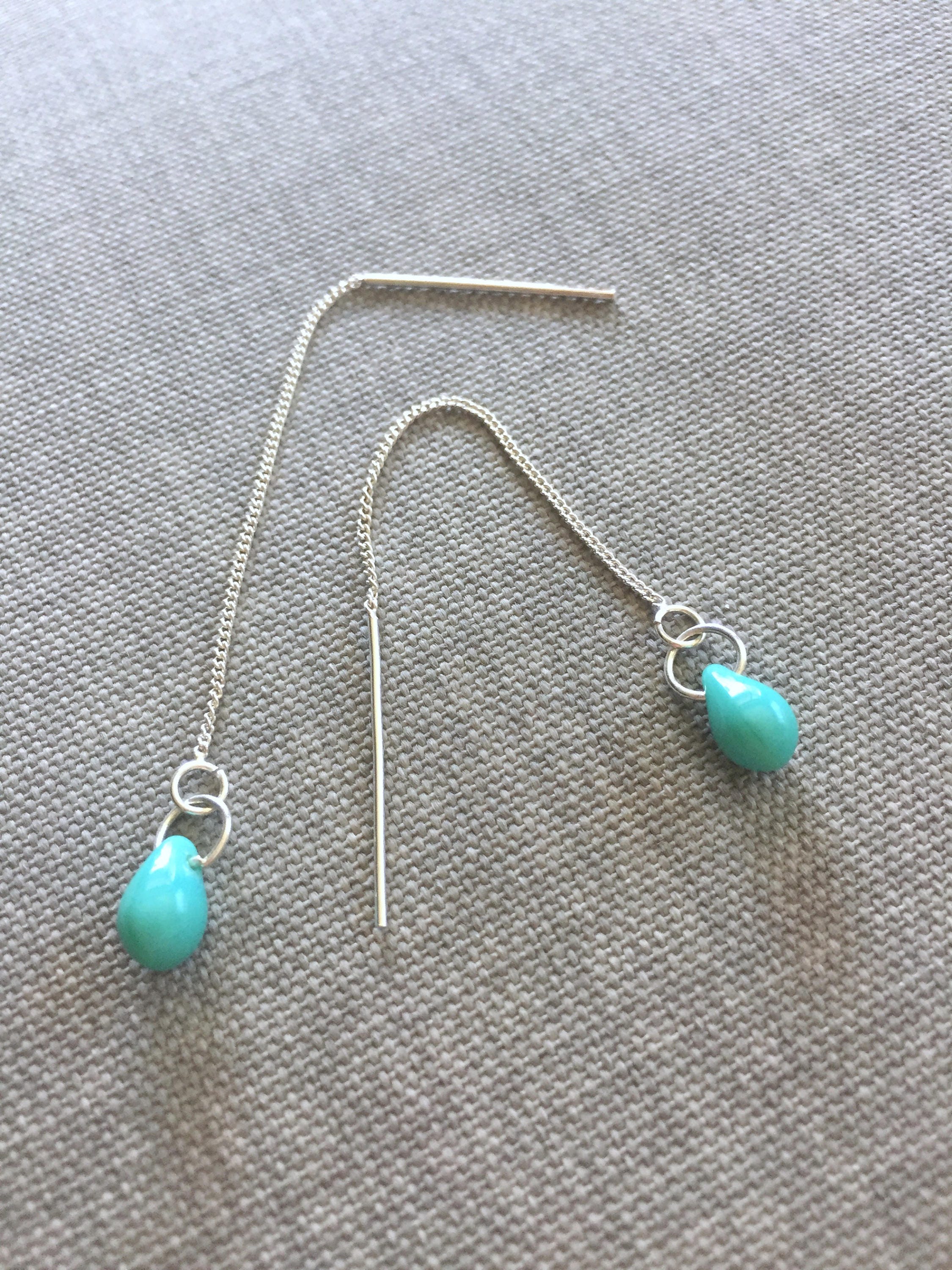 Turquoise Sterling Dangle Earrings Petite Vintage Adorable