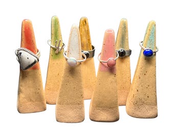 Handmade Ceramic Ring Holder Cones: Boho Jewelry Display