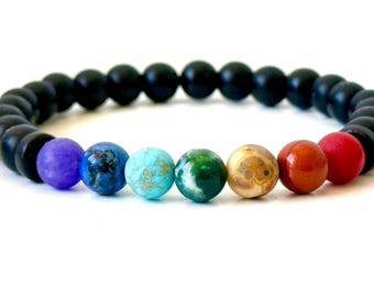 7 Chakra bracelet, His & Hers, Reiki and Yoga, Healing crystal jewelry