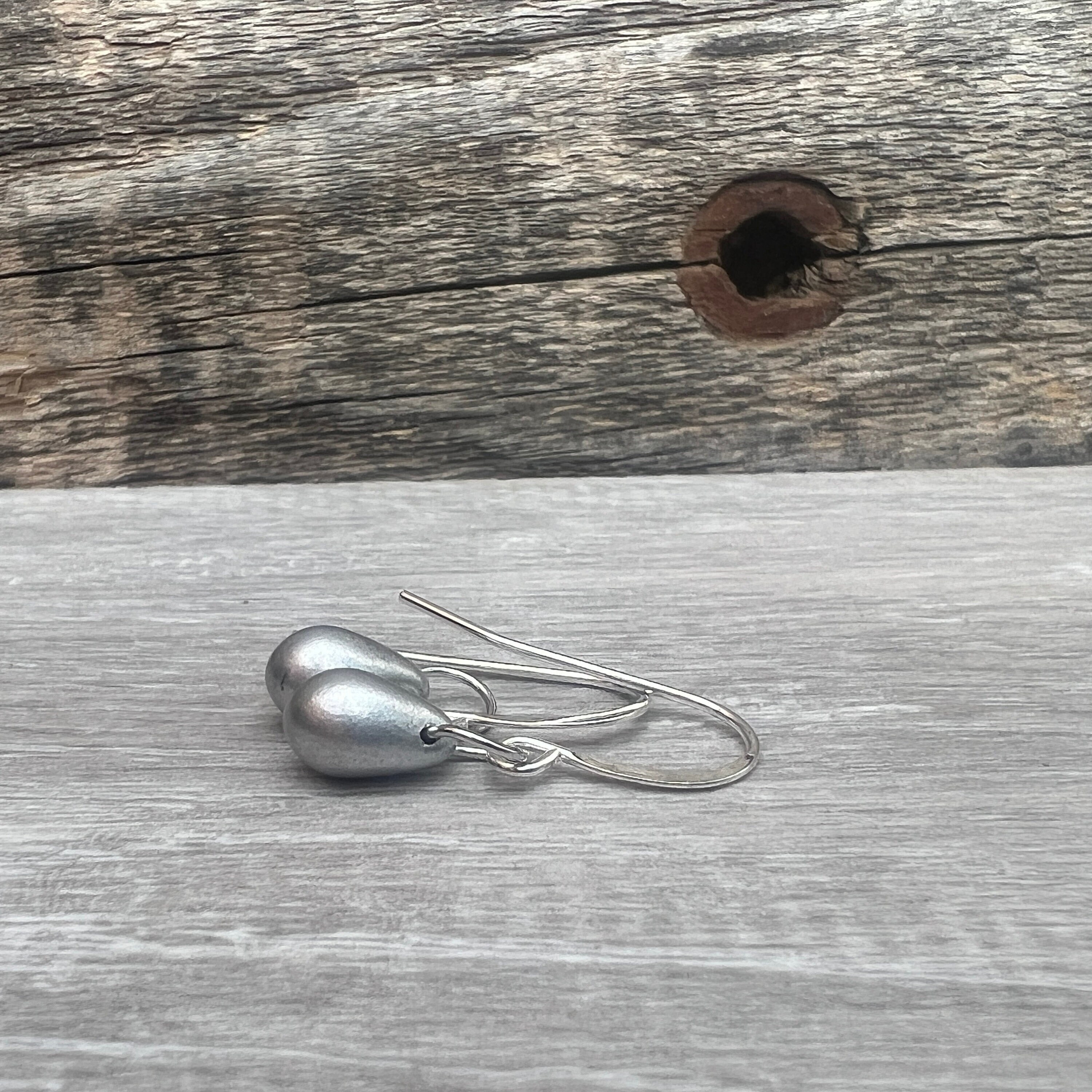 Matte Silver teardrop earrings, Pure Titanium earrings hypoallergenic for sensitive ears, Sterling Silver drop earrings, minimalist jewelry