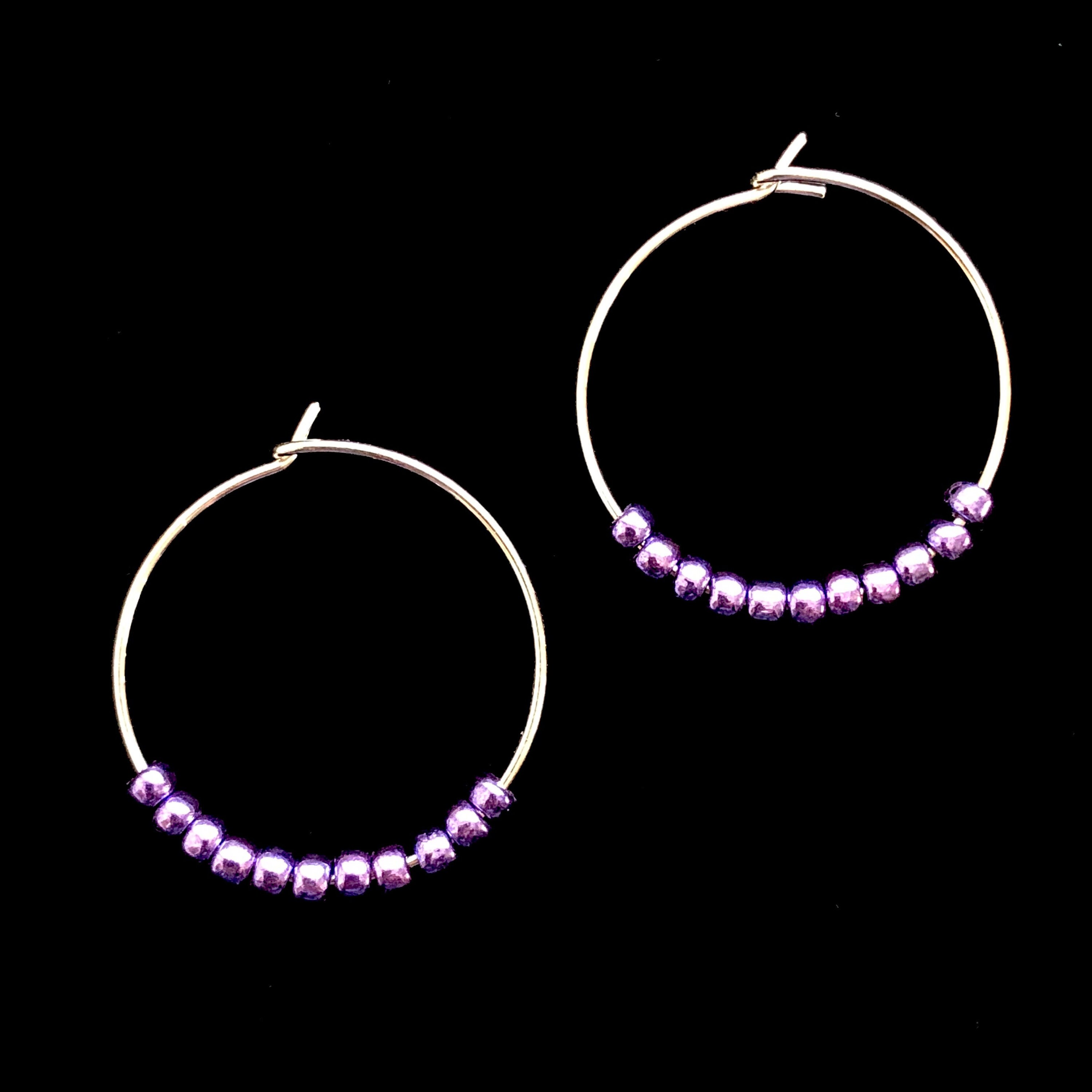 small purple hoop earrings