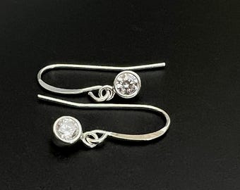 Cubic Zirconia Solitaire Earrings: Pure Titanium, Sterling Silver, or 14K GF