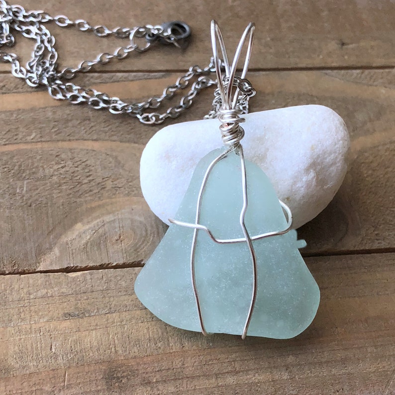 Pale Aqua Blue Sea Glass Necklace Beach Glass Necklace Authentic Sea Glass From Hideaway Island Vanuatu Seafoam Green Beach Jewelry