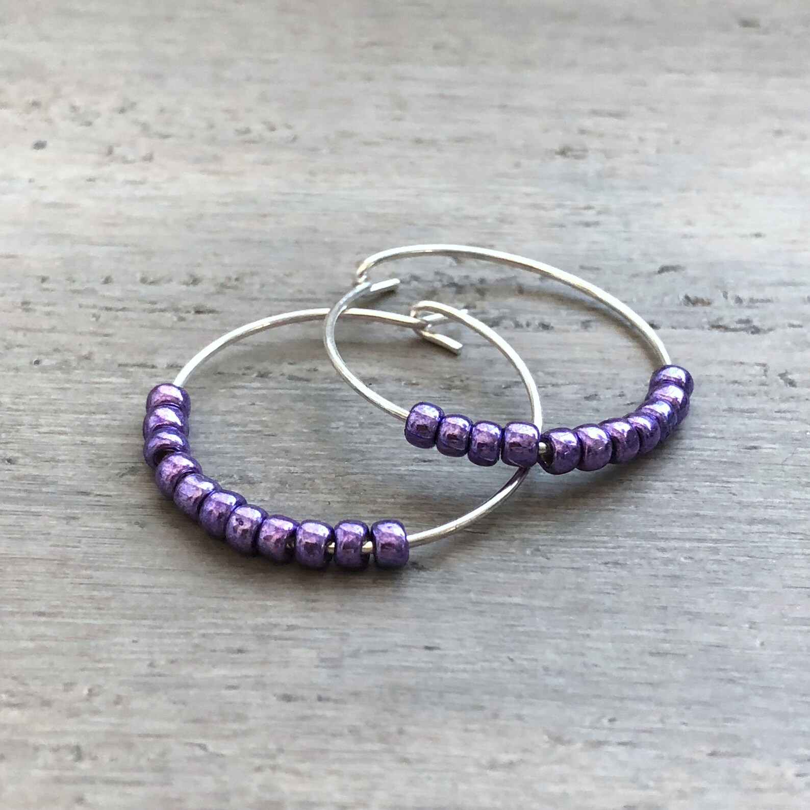 small purple hoop earrings