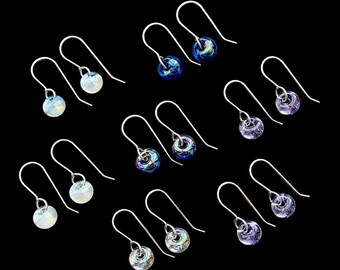Sterling Silver handmade lampwork boro glass drop earrings