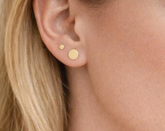 14K Gold Filled Studs: Minimalist dot disc earrings