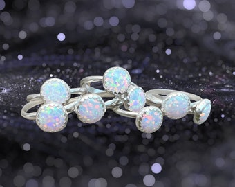 White Opal Sterling Silver Ring, Minimalist Jewelry, Mother's Day Gift