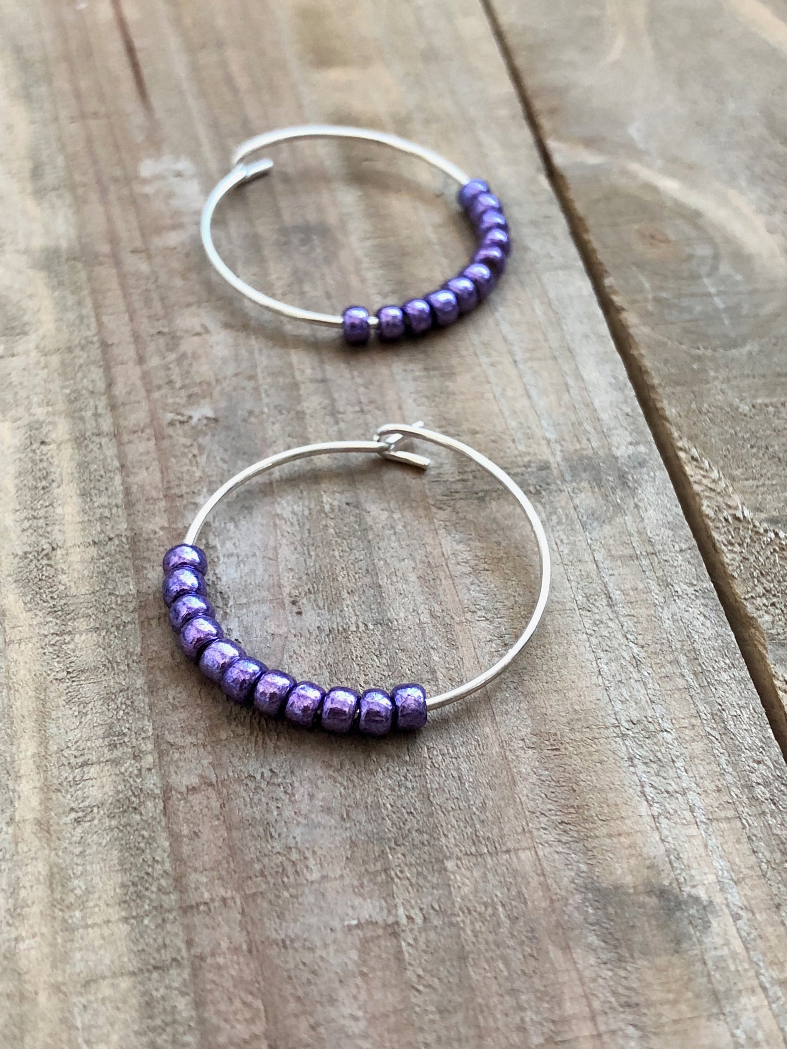 small purple hoop earrings