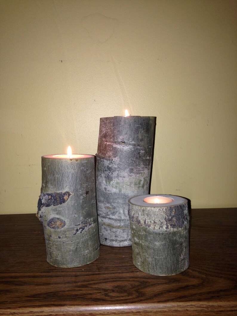Set of 3 Handmade Aspen Wood Candle Holders Etsy Canada