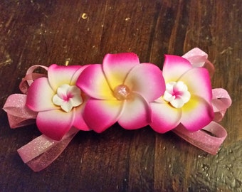 Delicate Tropical Paradise Pink Plumeria Floral Handmade Hair Barrette- Perfect for Any Occasion- Perfect for Adult or Child