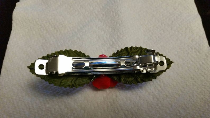 Handmade Red Rose Floral Charm Hair Barrette Valentine/'s Day Barrette Any Occasion