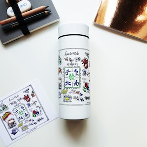 How to make Mahjong Thermal Bottle, Hong Kong culture illustration, stainless steel, heat durable
