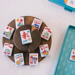 NEW! The "Blessing" Hand-Painted Mahjong Gift Set | Smart-Stand | 3 or 4 Tiles image 3