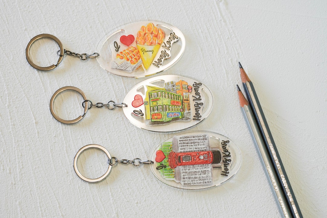 NEW I Love Hong Kong Series Keychains Egg Waffle Red Etsy