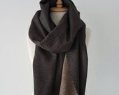 Brown Chevron Wool Scarf - Unisex Wool Scarves - Wool Men Shawl - Woman Scarf - Warm Winter Shawl - Wool Clothing - Trendy Accessories