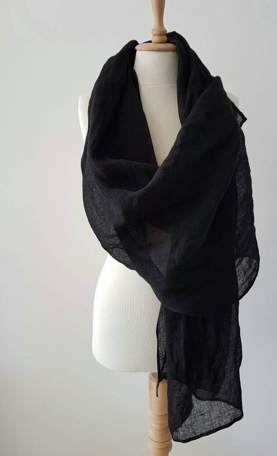 Bufanda de lino negro, bufanda de lino para mujer, bufanda negra, bufandas de  mujer, bufanda sólida, bufanda con flecos, chal de lino, bufanda de  material de dos lados, -  México