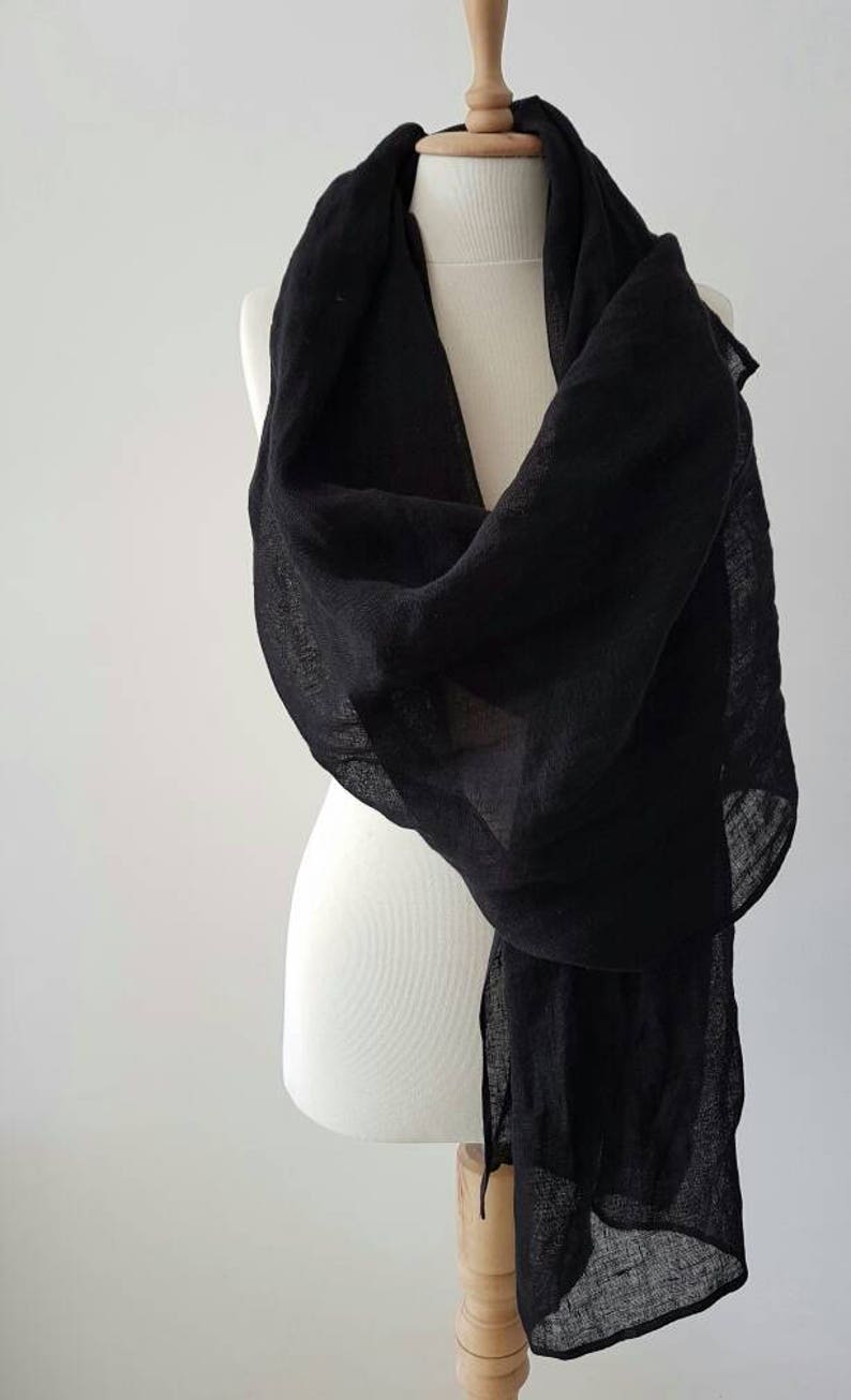 Black Linen Scarf Oversized Linen Scarf Fall Linen Shawl - Etsy