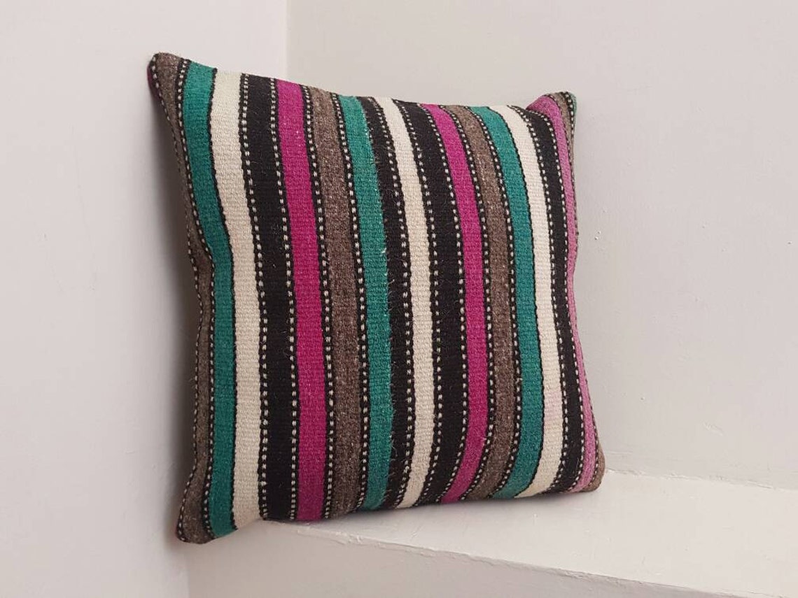 Striped Pillow Cover Kilim Rug Pillow Sham With Stripes Etsy
