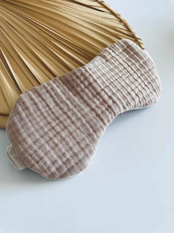 Masque De Sommeil En Coton Biologique Beige - Léger Et Confortable - Bande élastique Réglable - Pour Hommes Et Femmes