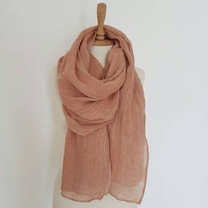 Pastel Brick Linen Shawl - Pure Linen Woman Scarf - Organic Flax Clothing - Summer Accessories - Bridesmaid Scarf - Handmade Linen Wrap