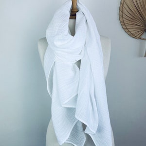 Cotton Scarf Wrap - Snow White Scarf - Gauze  Muslin Scarf - Fashion Woman Scarves - Gift for Mother - Natural Clothing