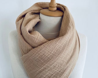 Sand Beige Scarf - Muslin Cotton Wrap - Soft Gauze Scarves