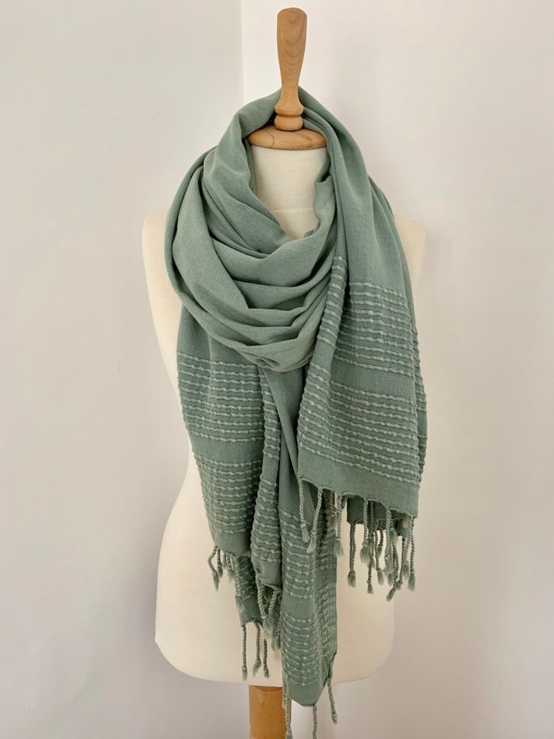 Pastel Sage Green Scarf Bohemian Woman Wrap Trendy Scarves Etsy UK