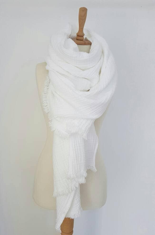 Ultrasoft White Scarf - Comfy Huge Shawl - White Woman Scarf