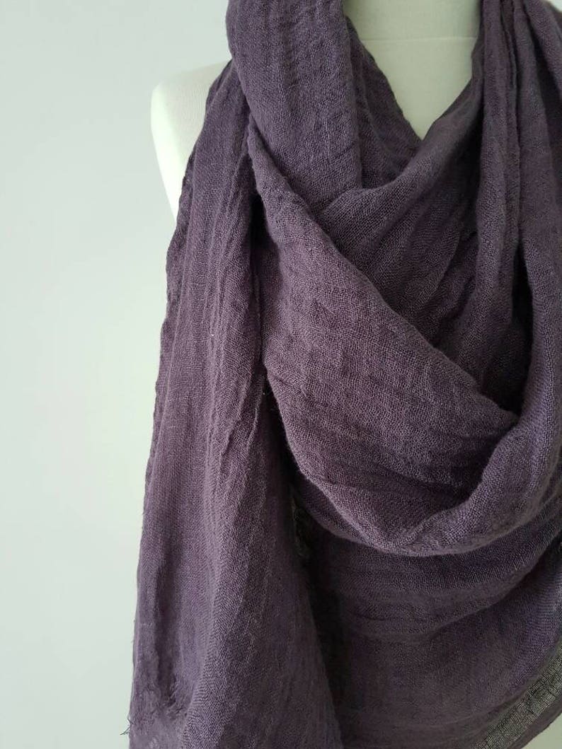 Purple Linen Scarf 100 % Linen Scarf Woman Spring Scarf - Etsy