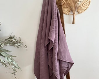 Mauve Decke - UltraSoft Baumwolldecke - Housewarming Geschenk - Natürliche Bettwäsche - Coach Throw