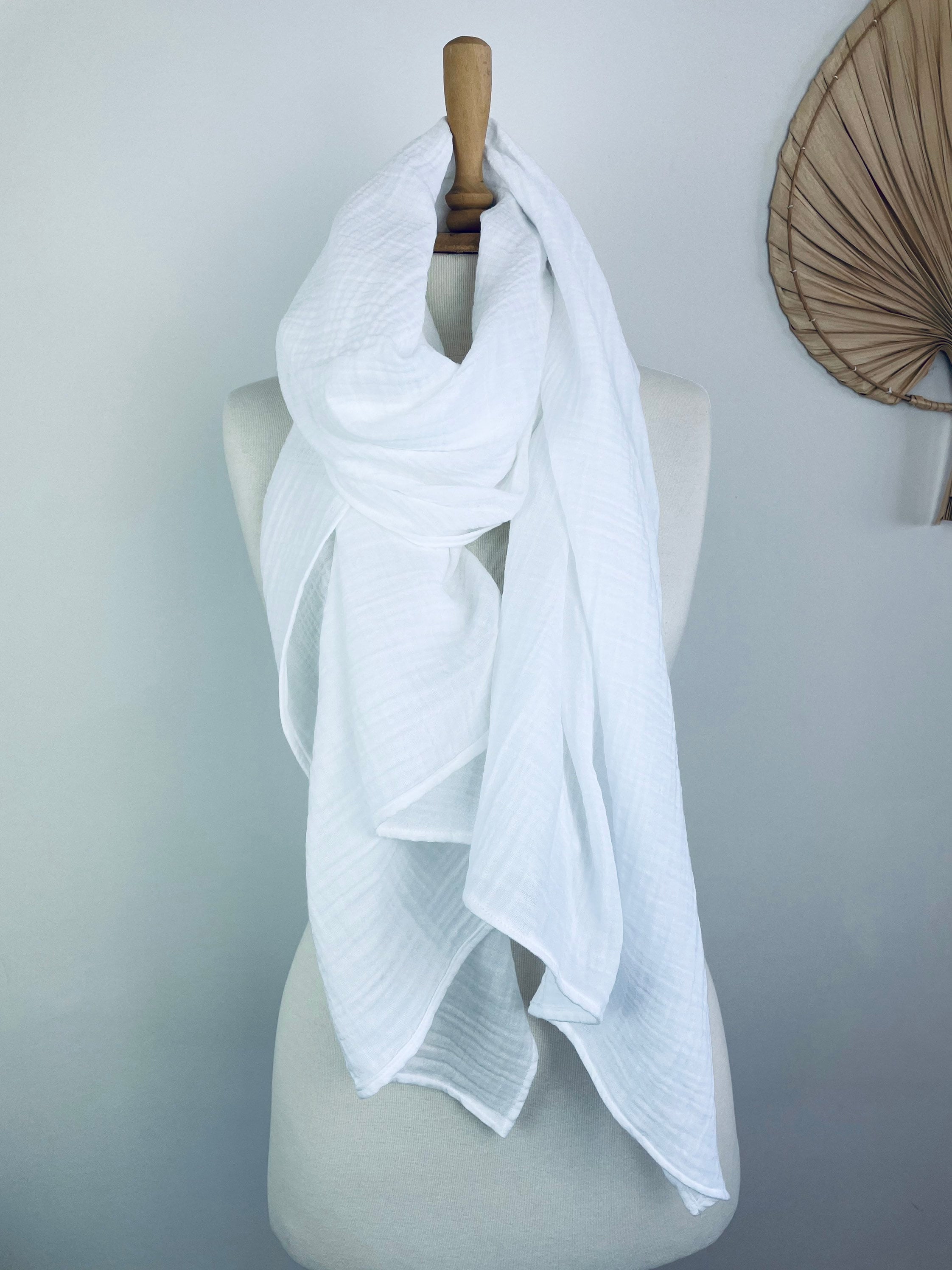 Cotton Scarf Wrap - Snow White Scarf - Gauze Muslin Scarf Cotton Scarf Wrap - Snow White Scarf - Gauze Muslin Scarf