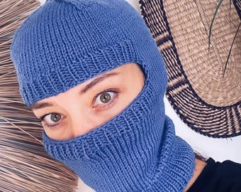 Purple Blue Balaclava - Express Shipping - Merino Wool Balaclava - Face Mask - Knit Balaclava - Fashion Colors Winter Hat - Ski Mask