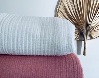 Muslin Bedspread - 4 Layer Muslin Cotton Blanket - Fluffy Coverlet - Natural Bedding - Muslin Throw Pillow