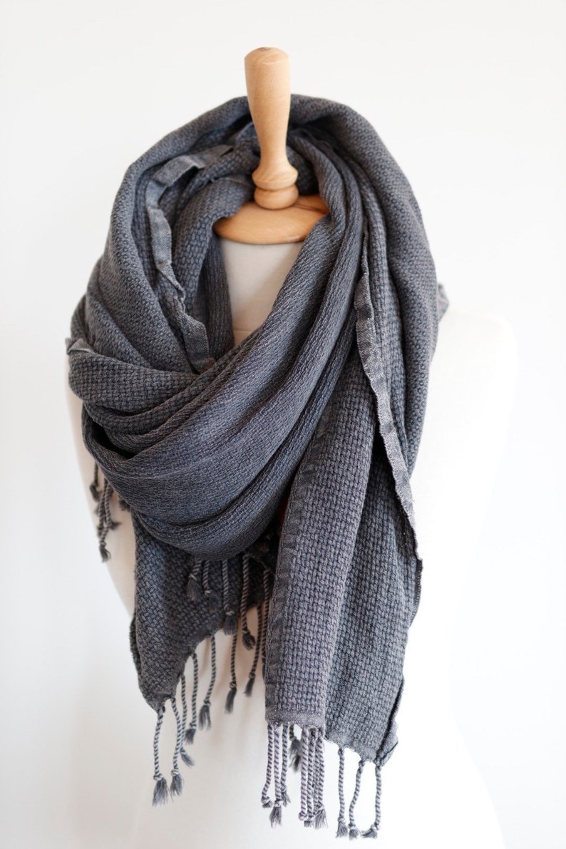 Gray Blanket Scarf Bohemian Style Shawl Comfy Winter Scarf - Etsy
