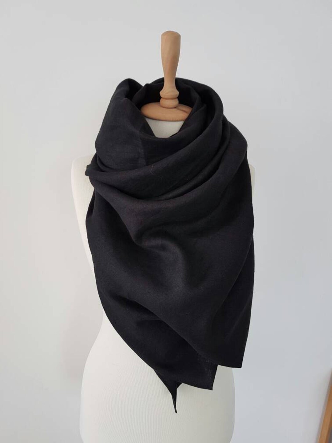 Black linen scarf discount