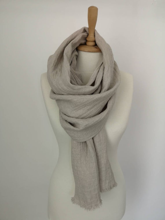Mano intrecciate SCIARPA striped scarf cotone lino