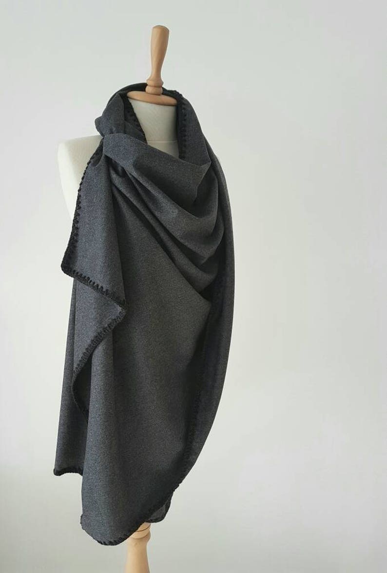 Gray Wool Blanket Scarf Lace Wool Scarf Handmade Wool Etsy