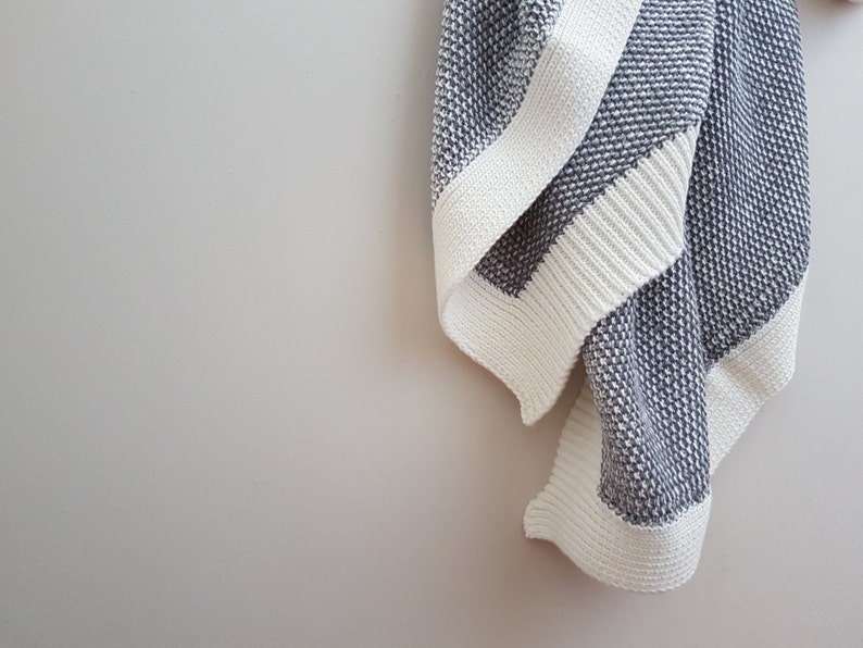 Gray Knitted throw blanket Pure Cotton quilt Gray White Etsy