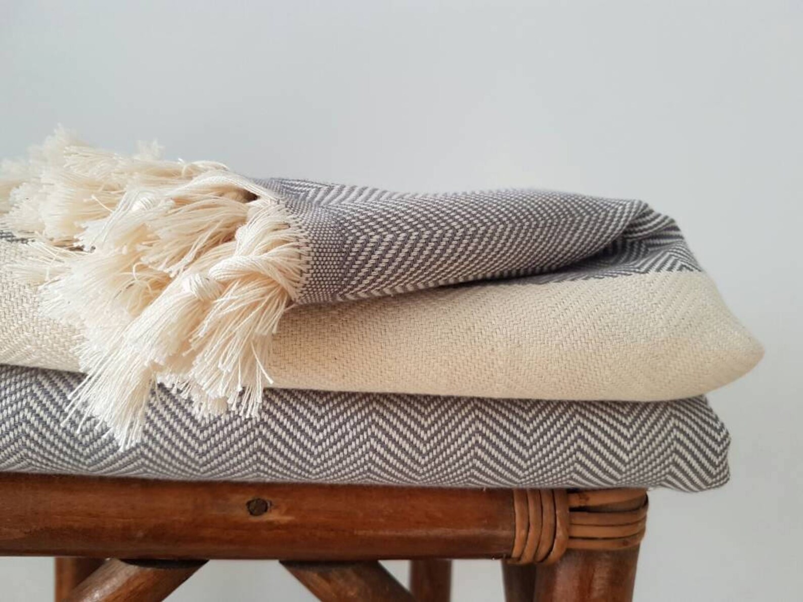 Blanket GREY HERRINGBONE 100 Cotton Blanket Organic Etsy